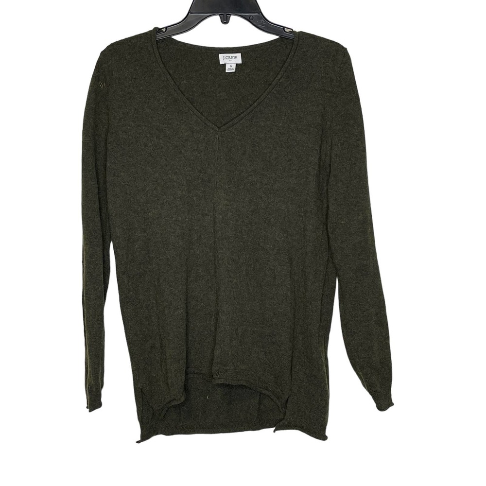 J. Crew Wool Blend Long Sleeve V-Neck Hi-Low Hem Pullover Sweater Small Women‎